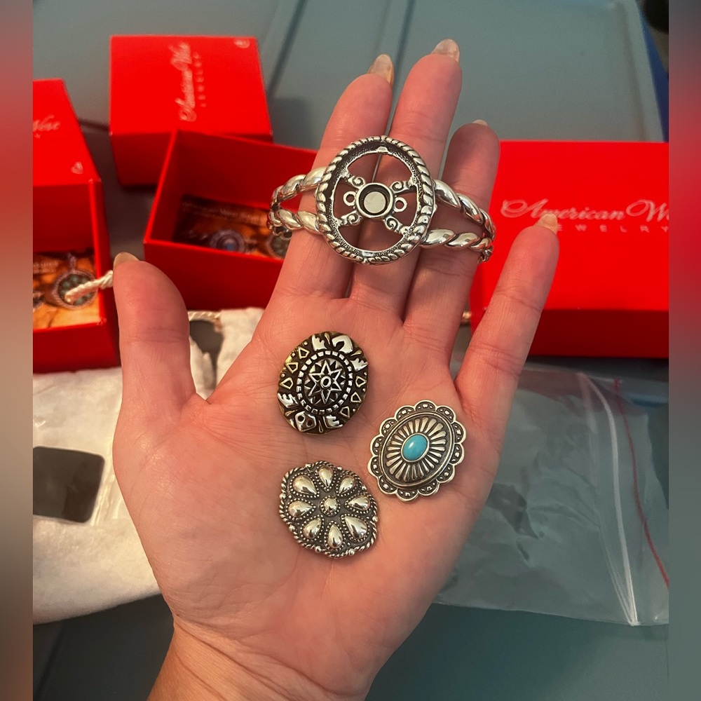 American West nib silver cuff set with 3 interchangeable center pieces